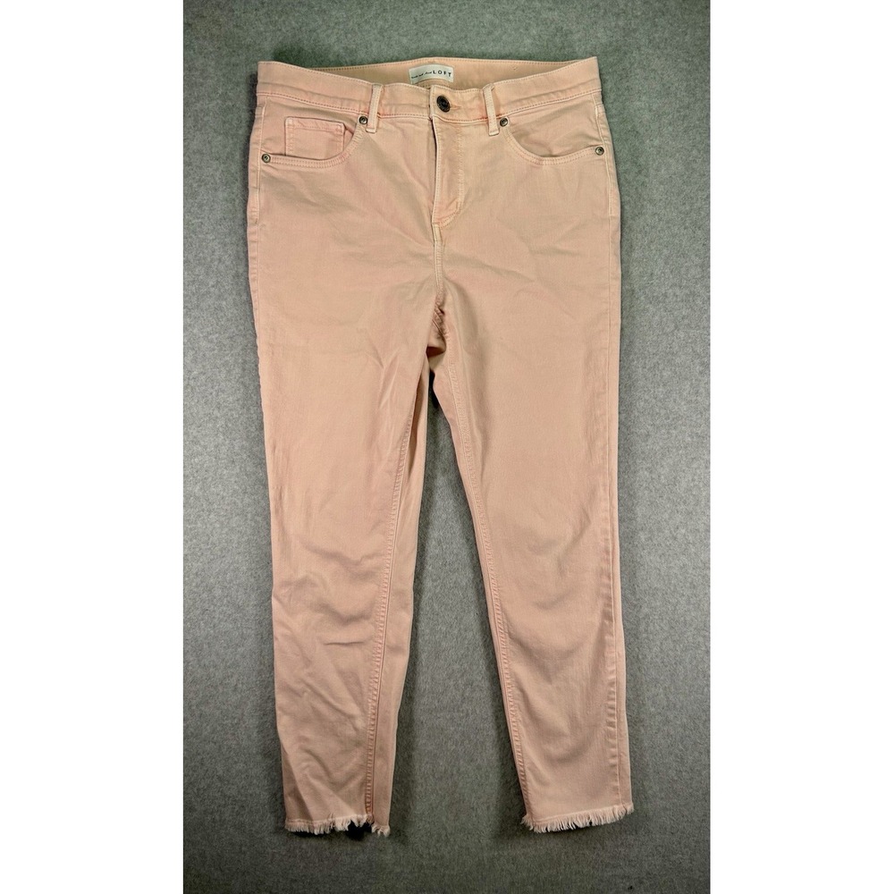 LOFT Skinny Jeans Womens Size 8 Pink Light Wash Denim Slim Fit distressed hem